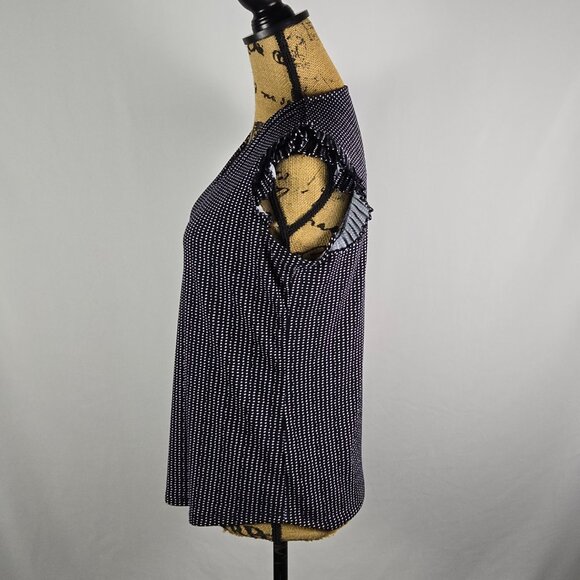 Adrianna Papell Polka Dot V‑Neck Top Women’s S Romantic Feminine Preppy Office - Picture 2 of 10